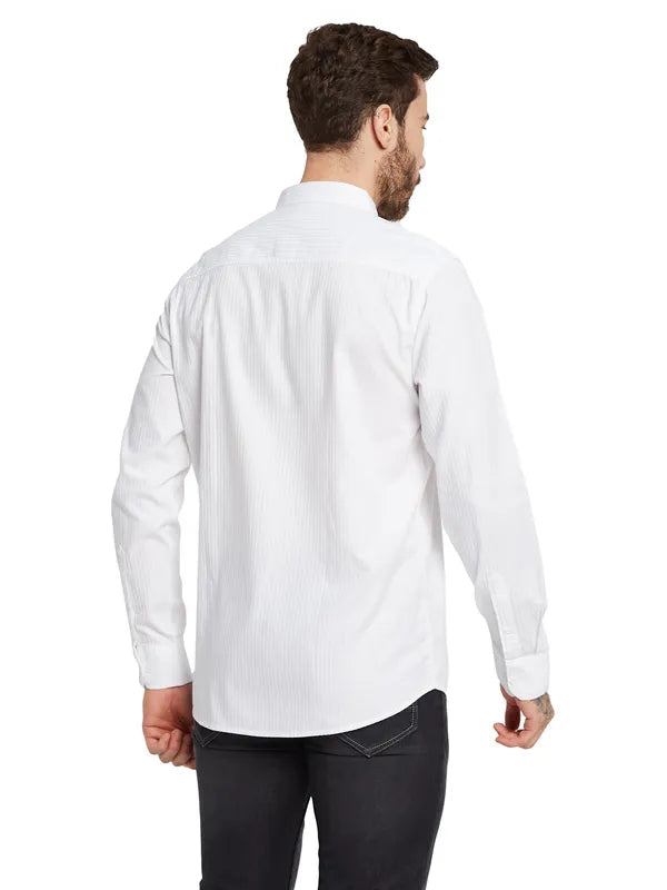 Mettle Men Textured Spread Collar Pocket Casual Shirt