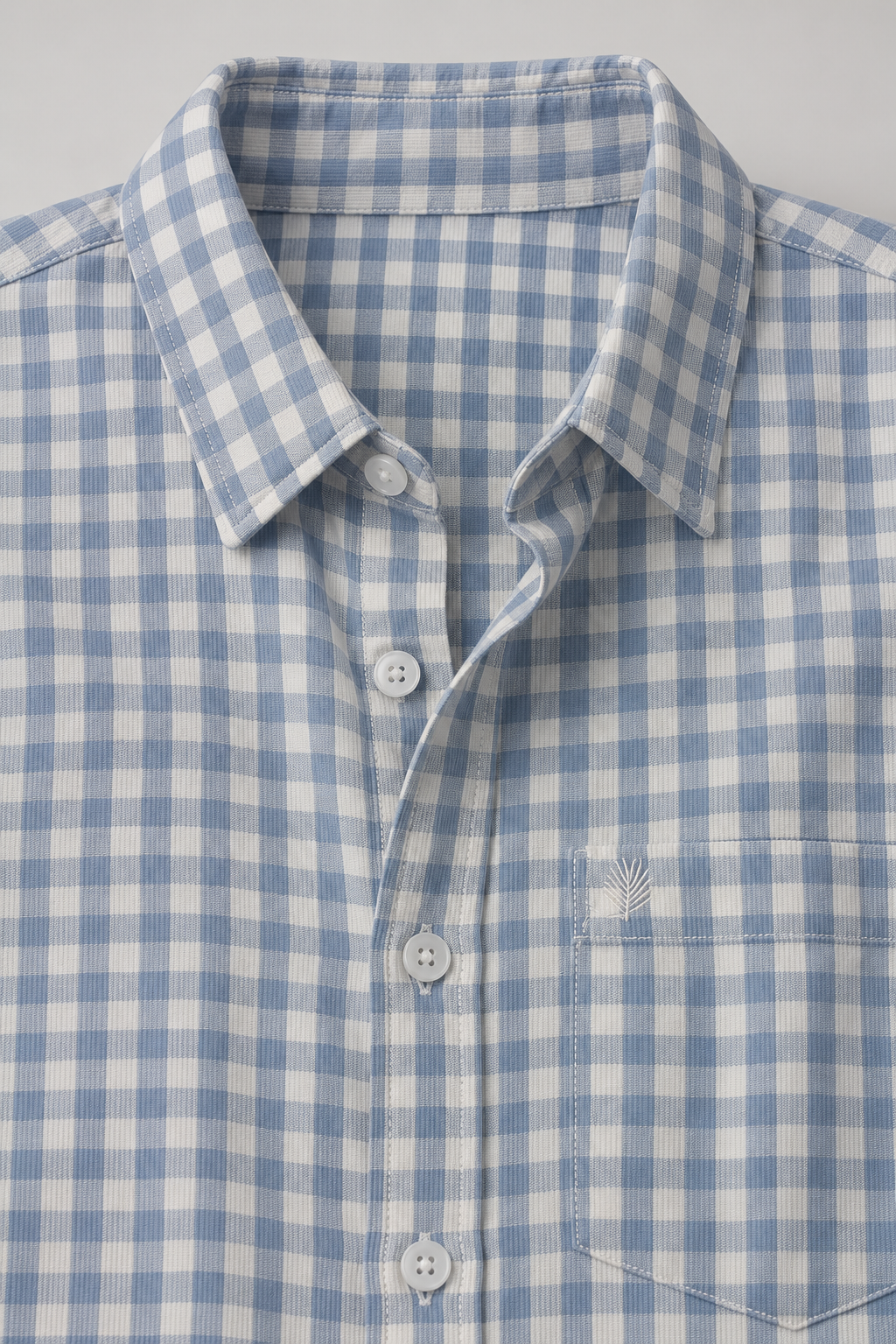 Men's Regular Fit Corduroy Checkered Full Sleeve Shirt with Spread Collar and Chest Pocket – Sky Blue