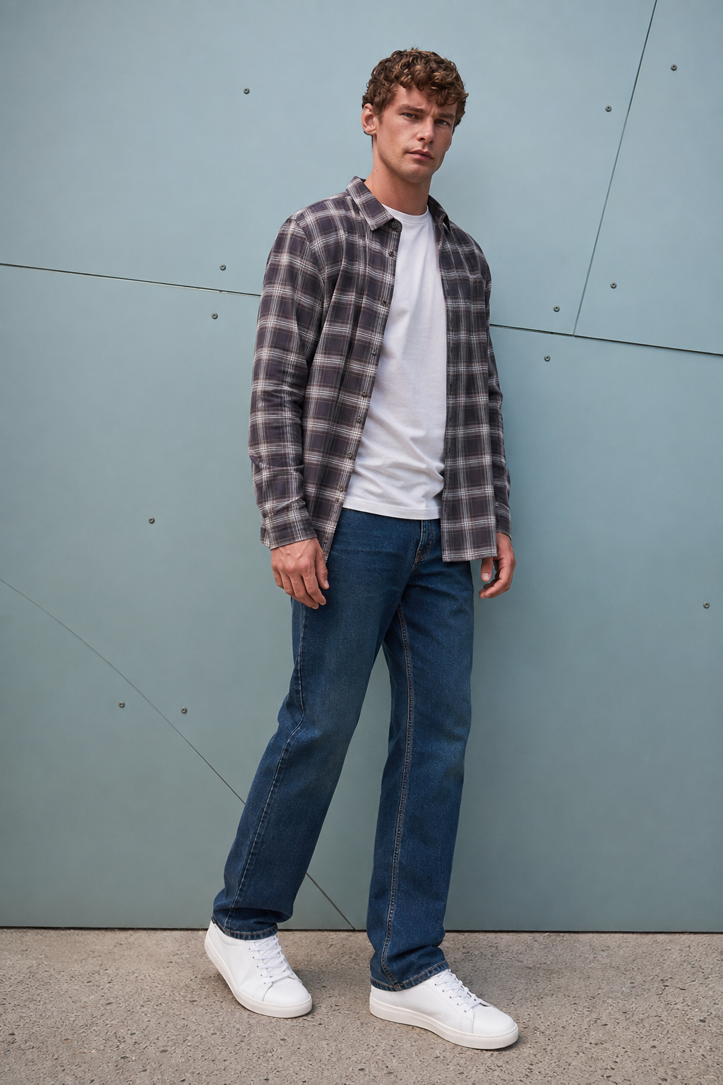 Men’s Dark Olive Oxford Check Full Sleeve Shirt | Regular Fit Checked