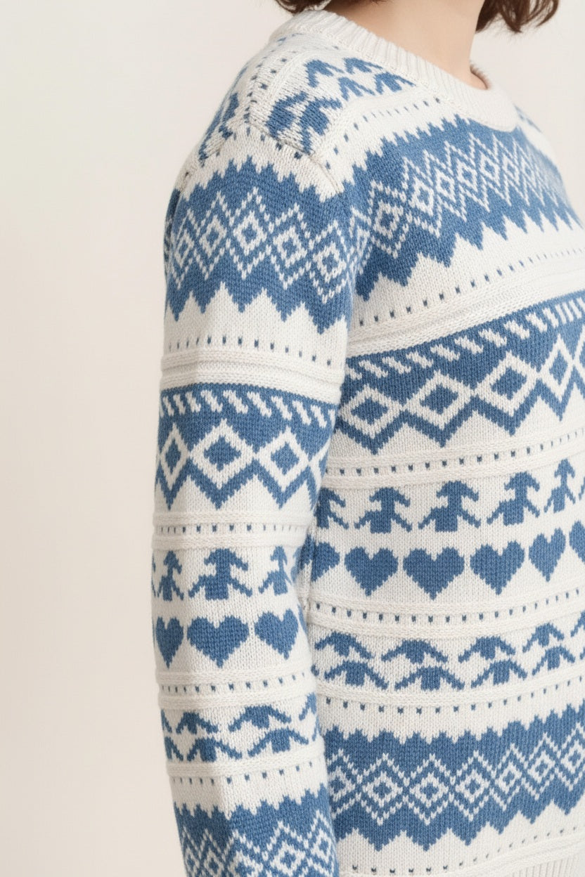 Women Fair Isle Printed Round Neck Pullover Sweater