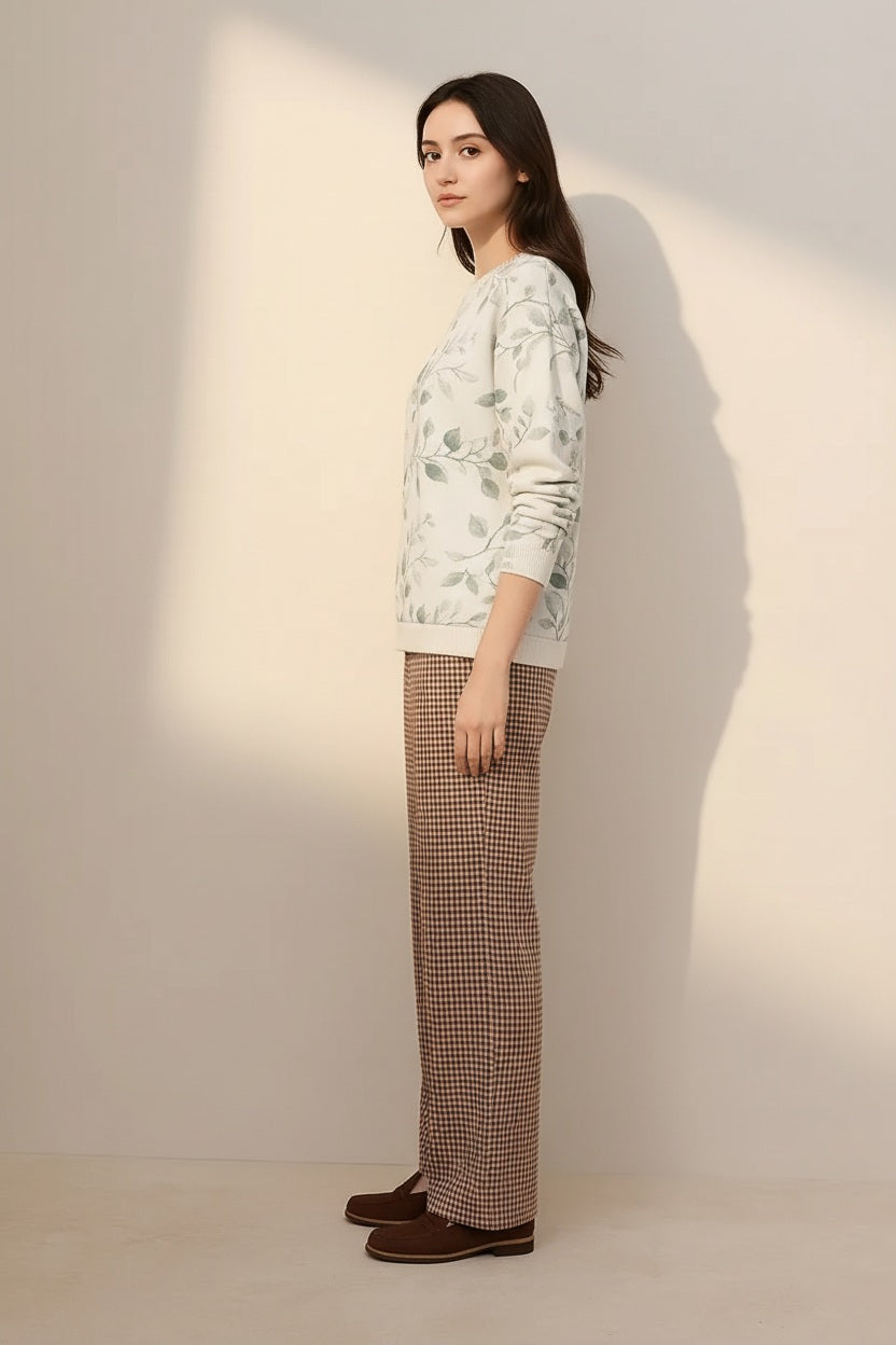 Women Floral Round Neck Sweater