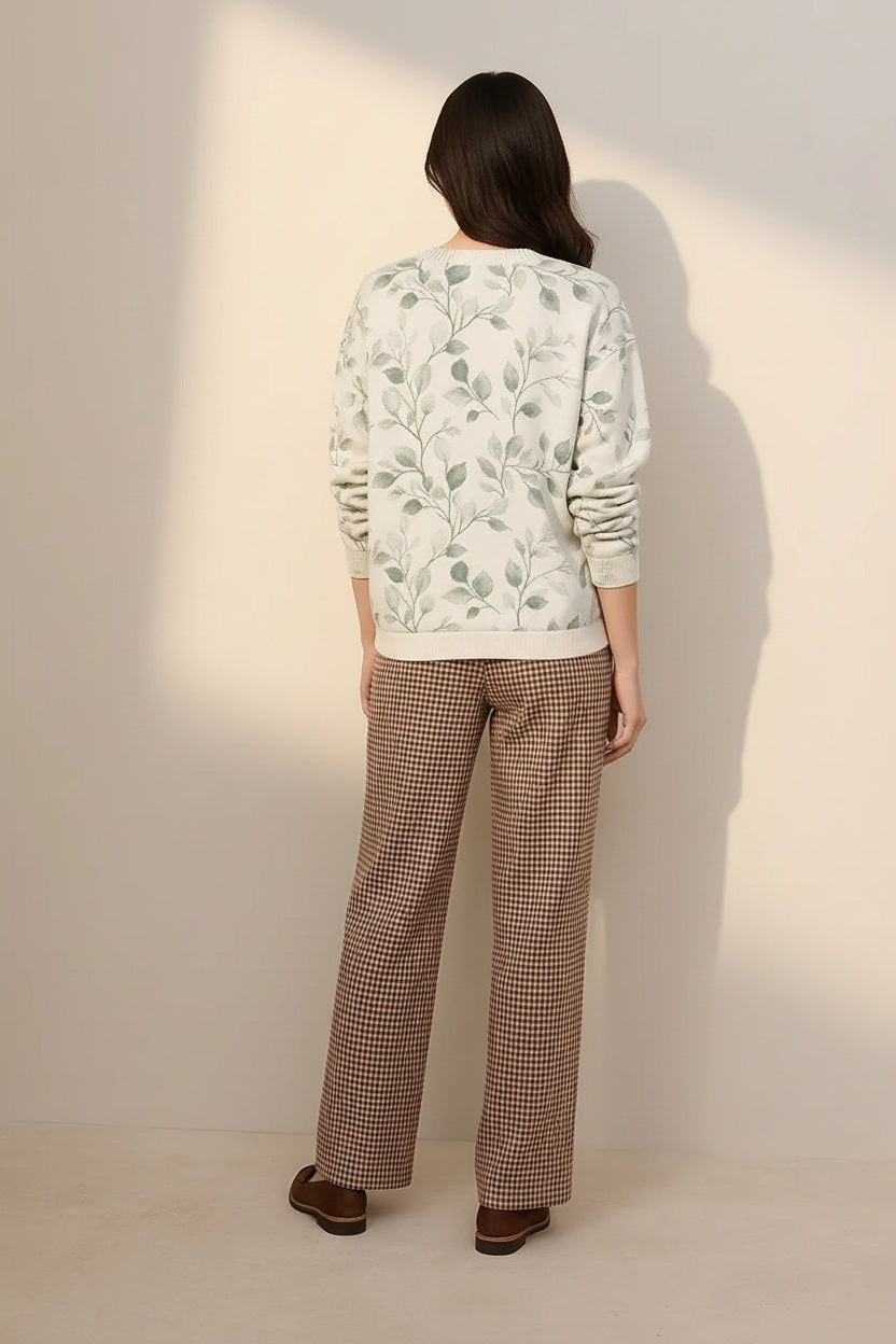 Women Floral Round Neck Sweater