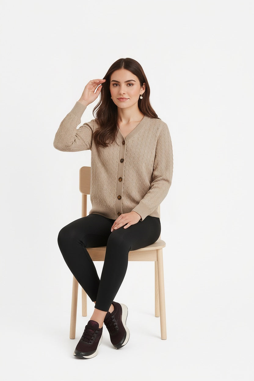 Women Cardigan V-Neck Sweater