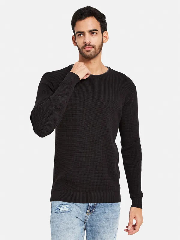 Round Neck Ribbed Cotton Pullover