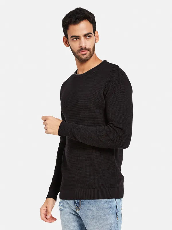 Round Neck Ribbed Cotton Pullover