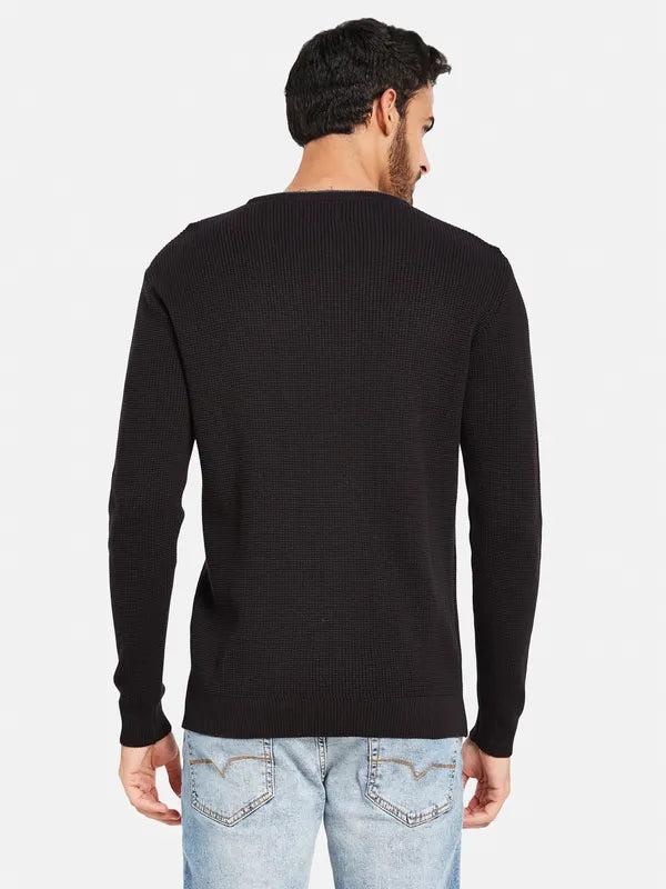 Round Neck Ribbed Cotton Pullover