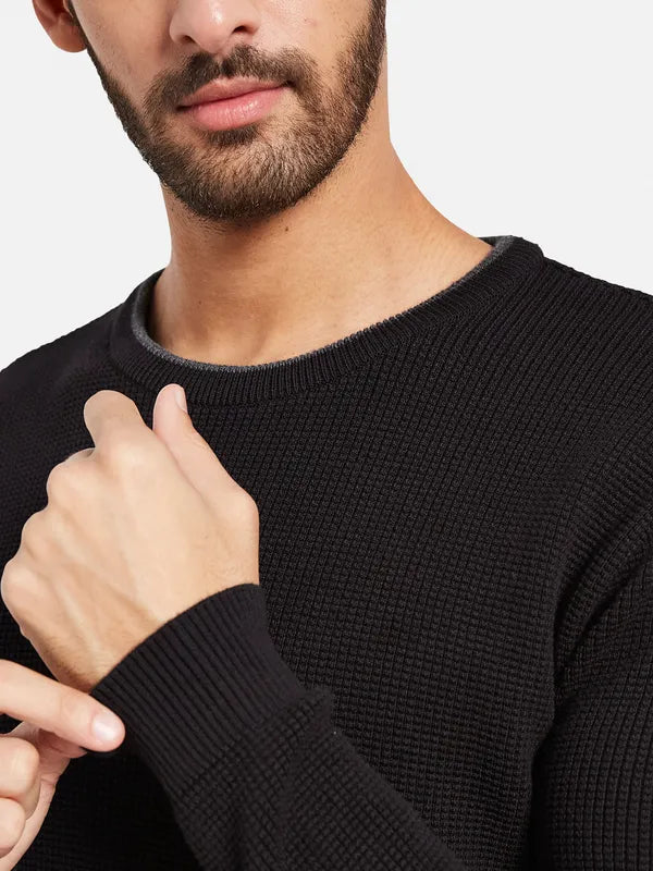 Round Neck Ribbed Cotton Pullover