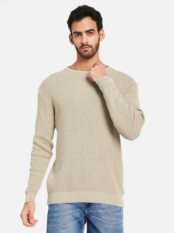 Self Design Round Neck Cotton Pullover