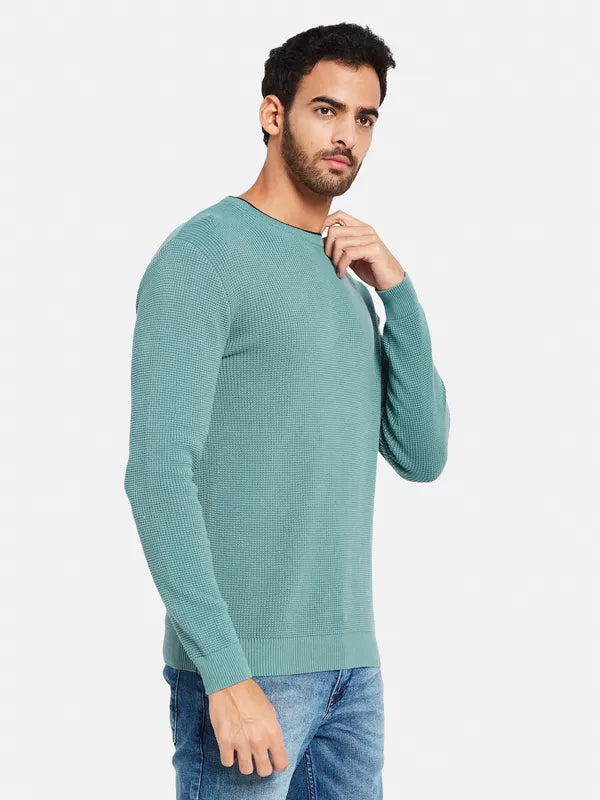 Long Sleeves Ribbed Cotton Pullover Sweater