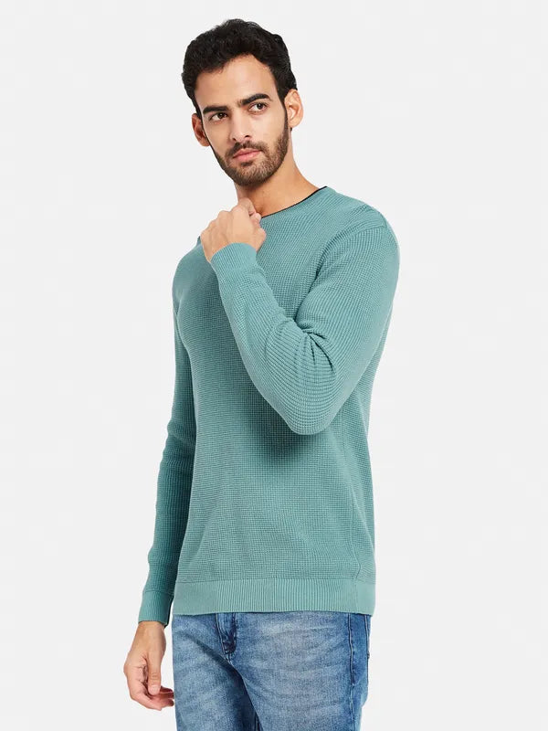 Long Sleeves Ribbed Cotton Pullover Sweater