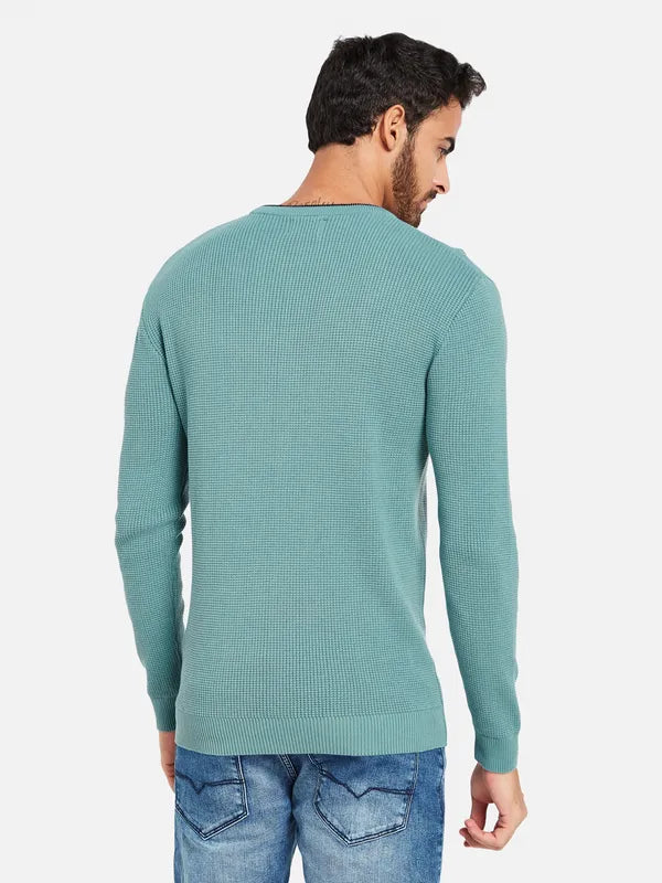 Long Sleeves Ribbed Cotton Pullover Sweater