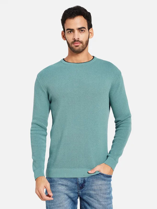 Long Sleeves Ribbed Cotton Pullover Sweater