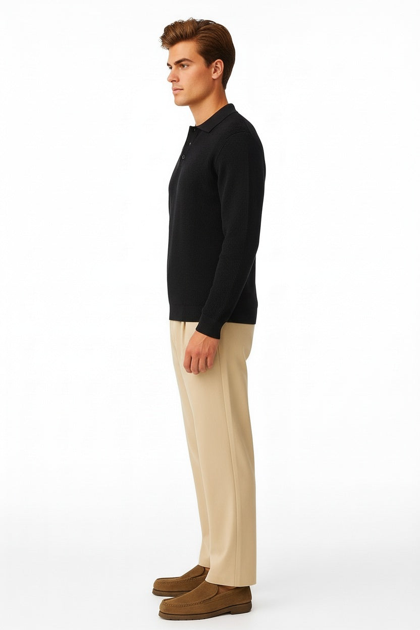 Men Solid Polo Neck Sweater