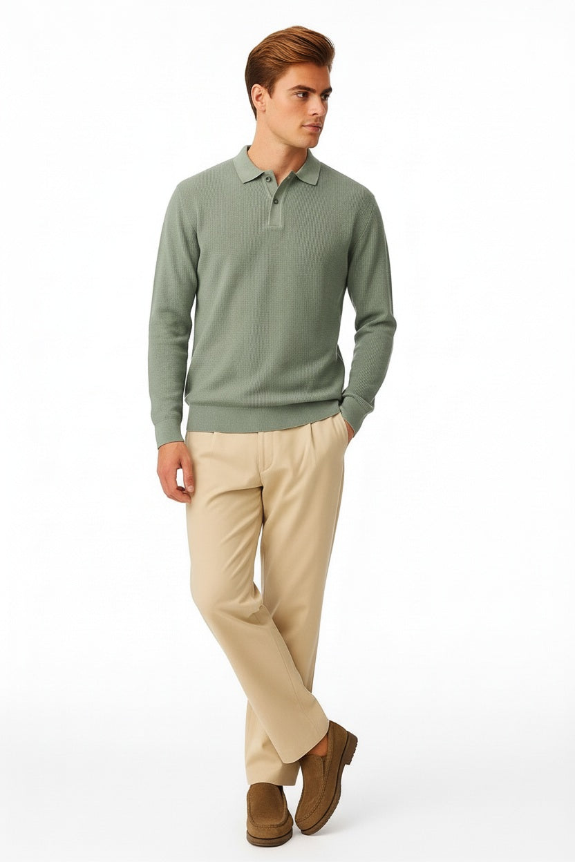 Men Solid Polo Neck Sweater