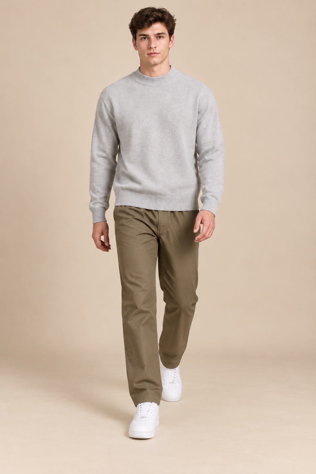 Men’s Onyx Melange Vislon Mock Neck Sweater – Regular Fit Full Sleeve Knitted Sweatshirt
