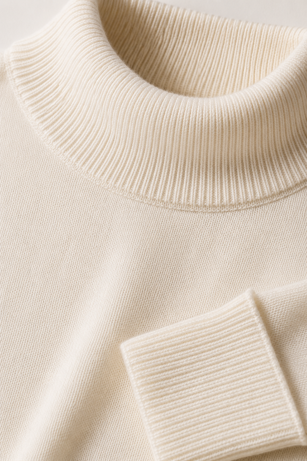 Men’s Off-White Cotton Turtle Neck Sweater – Regular Fit Full Sleeve Winter Pullover
