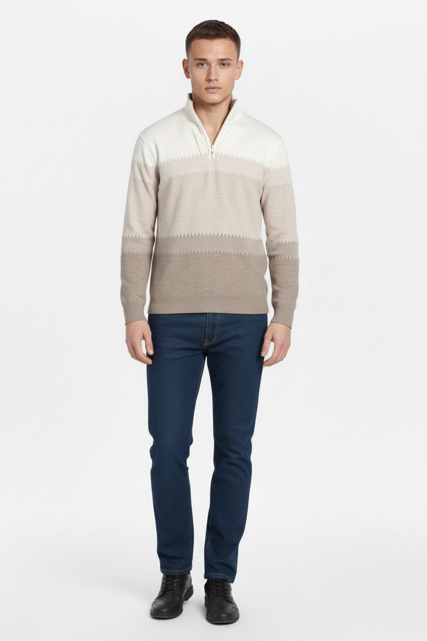 Men Colourblocked High Neck Sweater
