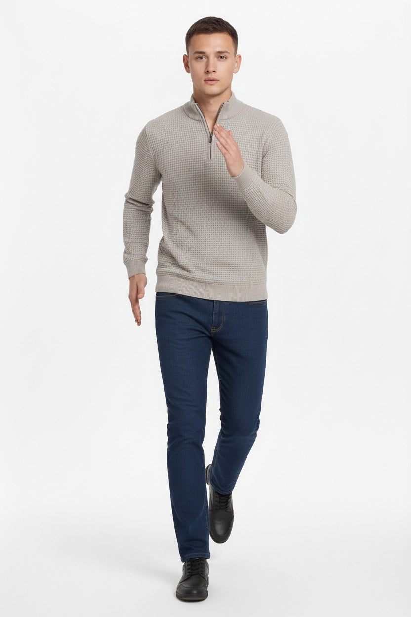Men Solid High Neck Sweater