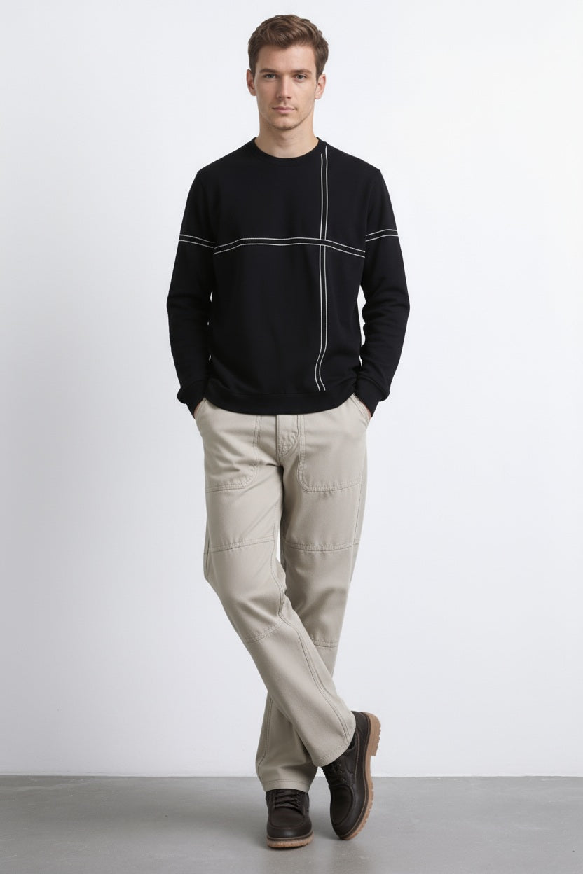 Men Striped Round Neck Pullover Sweater