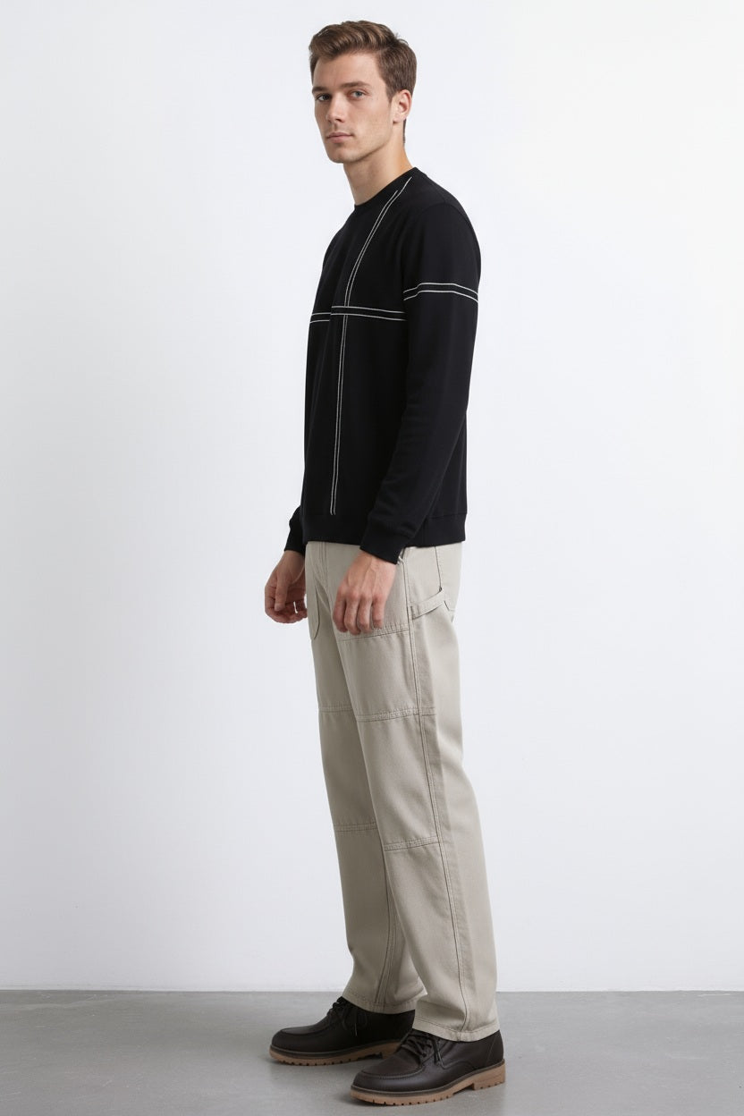 Men Striped Round Neck Pullover Sweater