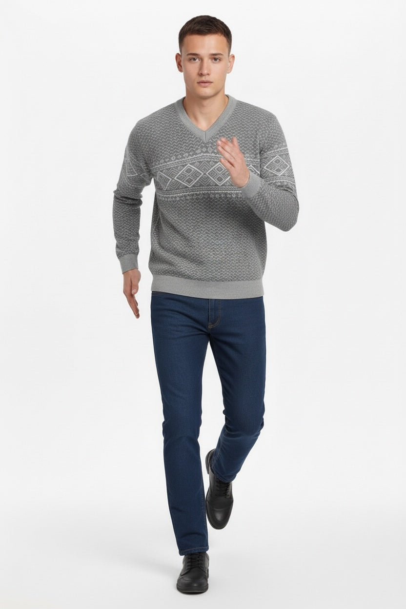 Men Graphic Round Neck Sweater