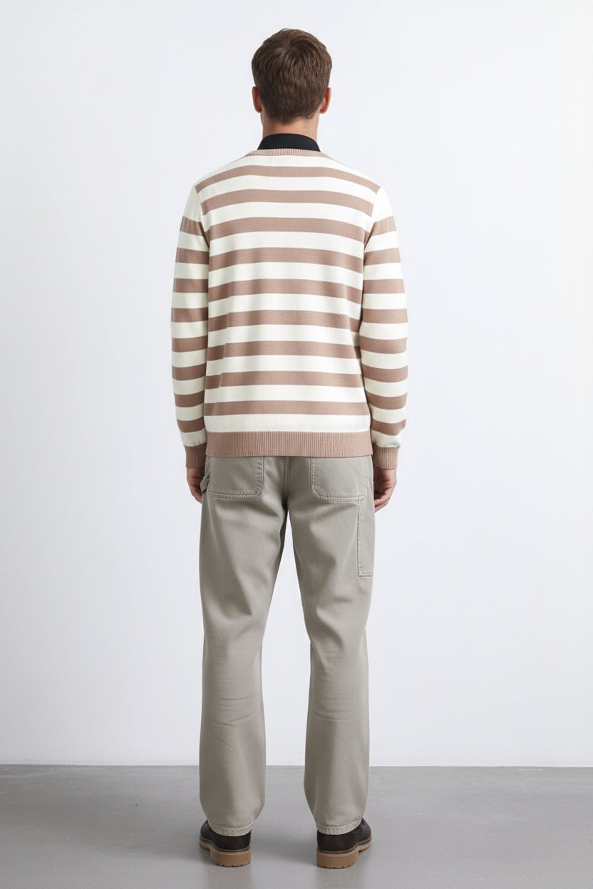 Men Striped Round Neck Pullover Sweater