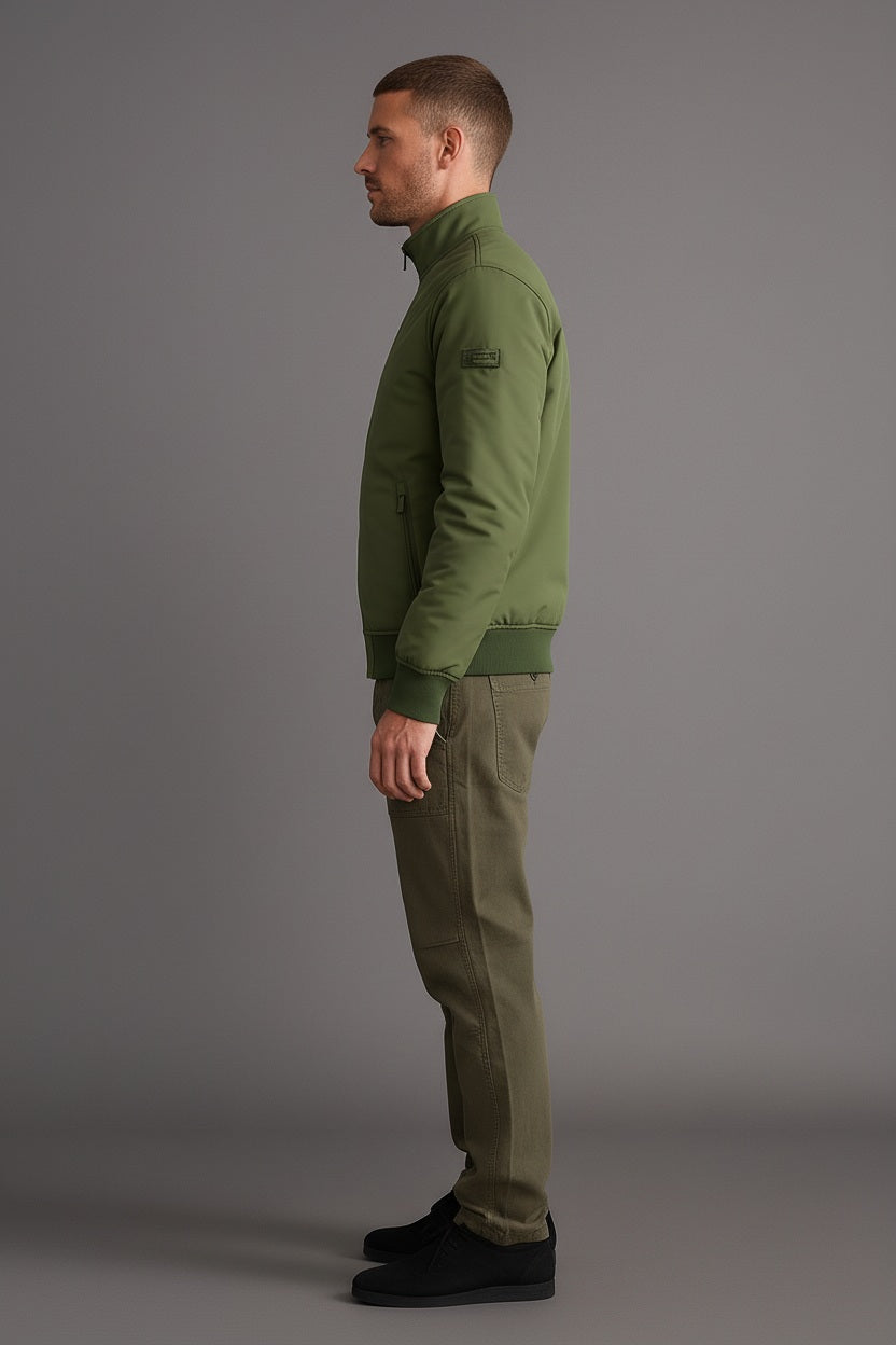 Men Mock Collar Solid Bomber Jacket