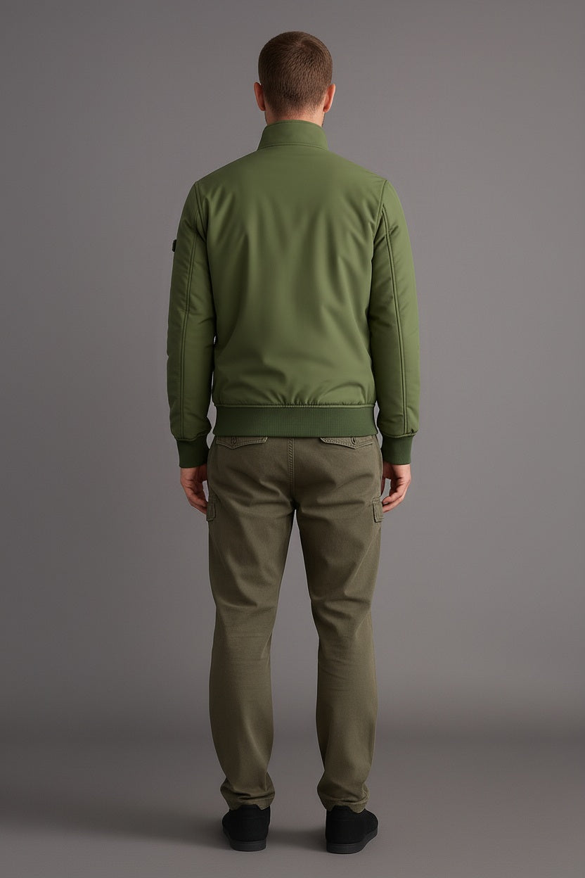 Men Mock Collar Solid Bomber Jacket