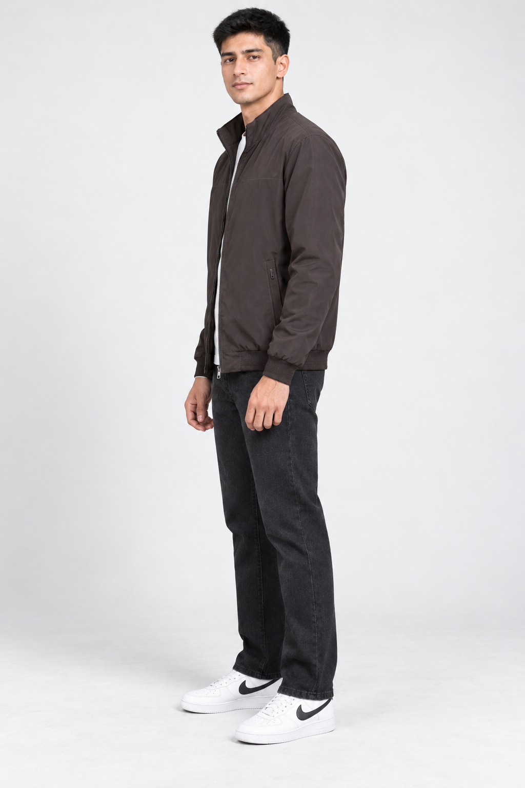 Men's Reversible Black-Coffee Woven Jacket – Regular Fit | Casual Winter Jacket