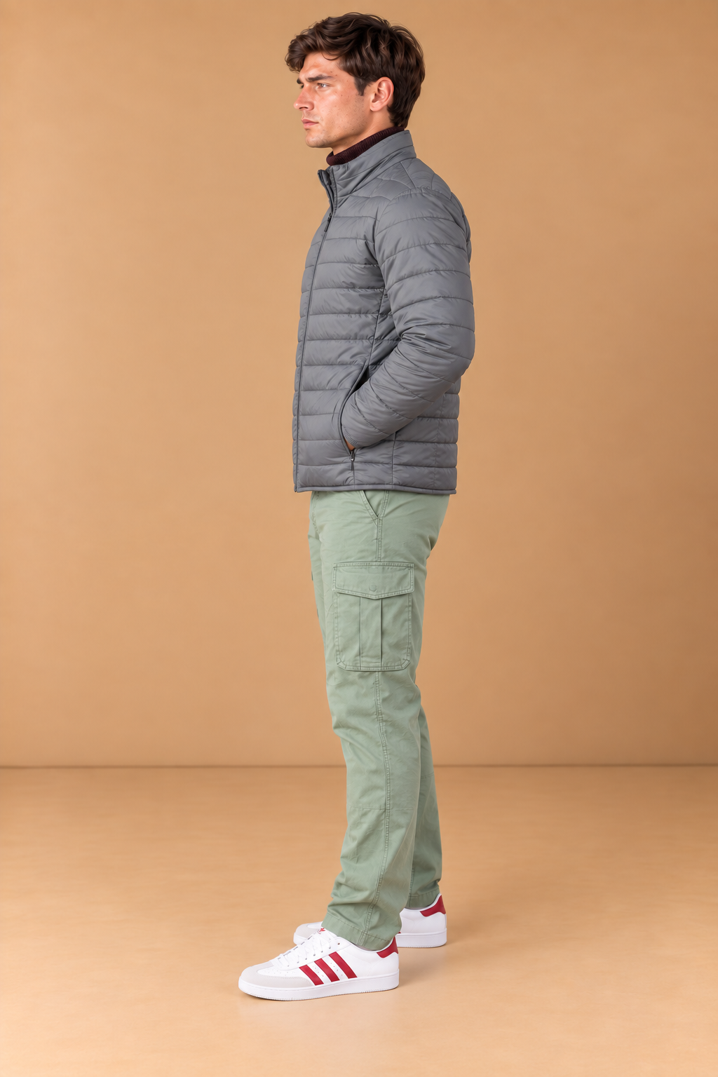 Men’s Reversible Puffer Jacket – Black & Steel Grey Regular Fit Full-Zip Winter Jacket