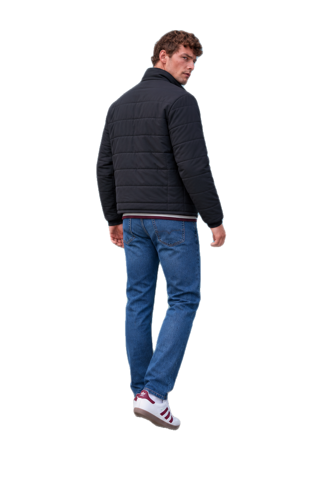 Men’s Nylon Reversible Puffer Jacket – Black & Espresso Regular Fit Full-Zip Winter Jacket