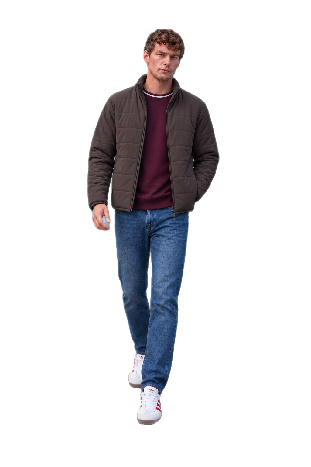Men’s Nylon Reversible Puffer Jacket – Coffee & Mud Regular Fit Full-Zip Winter Jacket