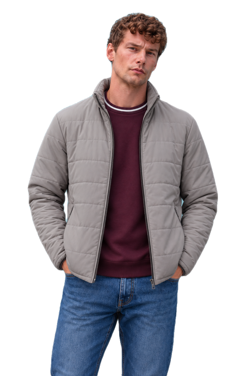 Men’s Nylon Reversible Puffer Jacket – Coffee & Mud Regular Fit Full-Zip Winter Jacket
