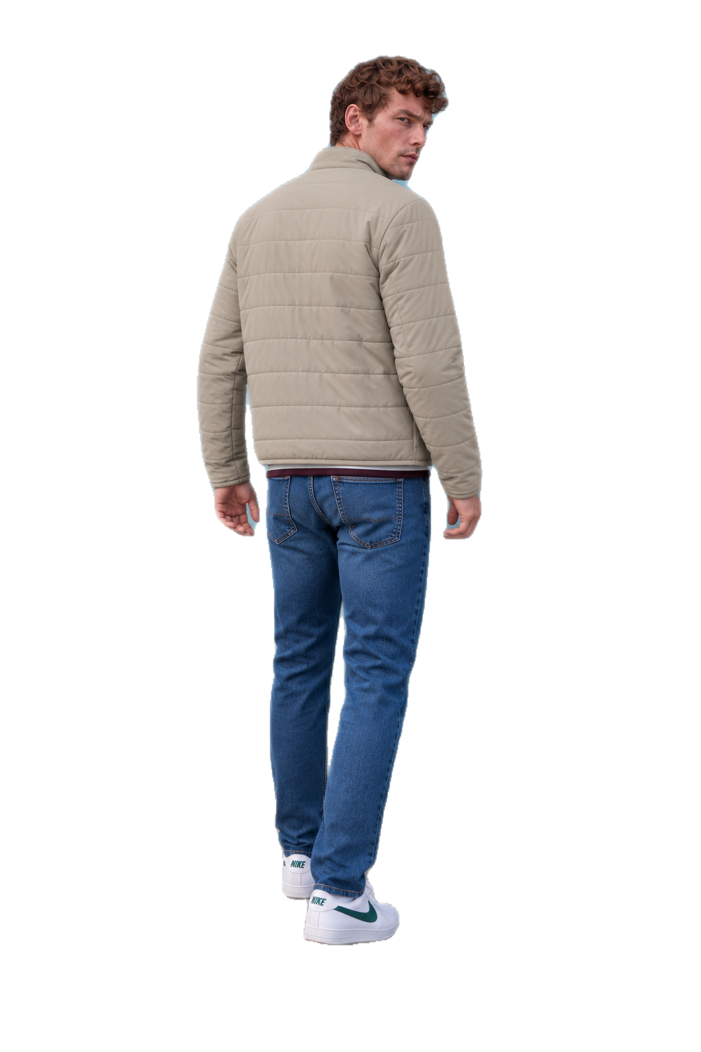 Men’s Nylon Reversible Puffer Jacket – Mastic & Sand Regular Fit Full-Zip Winter Jacket