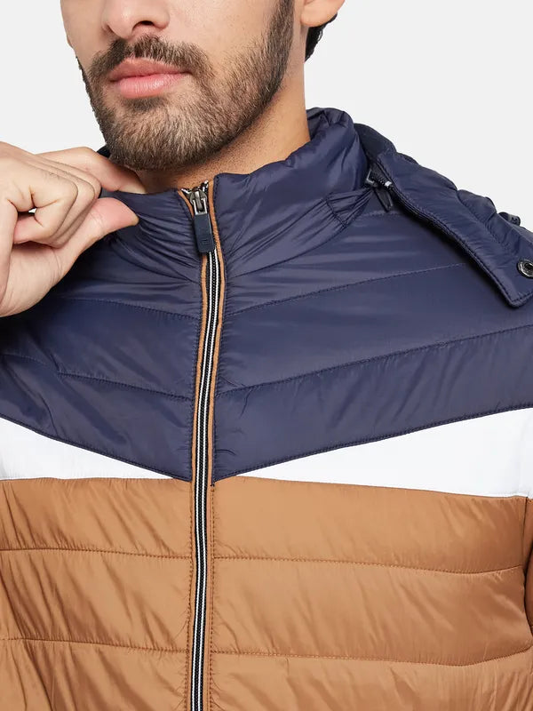 Mettle Men Brown Colourblocked Woven Jacket