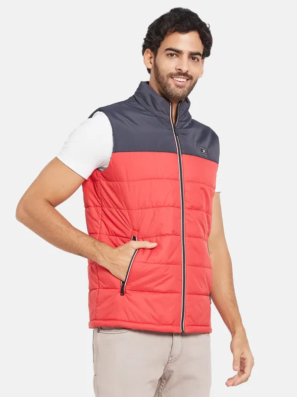 Mettle Men Red Colourblocked Woven Jacket