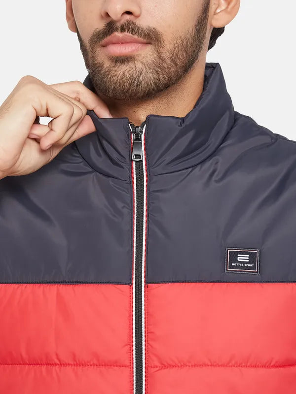Mettle Men Red Colourblocked Woven Jacket