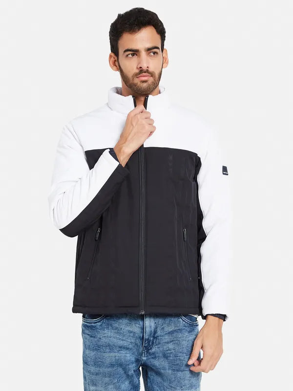 Mettle Men Navy Blue Colourblocked Tailored Jacket