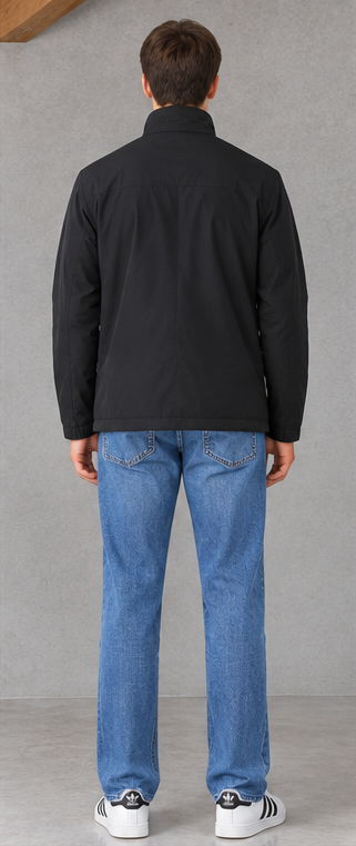 Men’s Black Regular Fit Woven Zip-Up Jacket