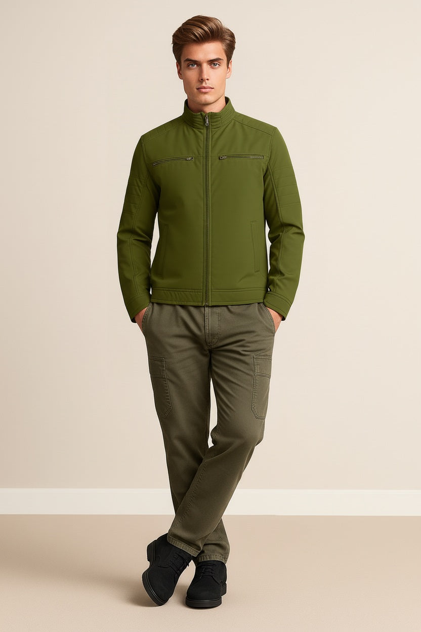 Men Solid Mandarin Jacket