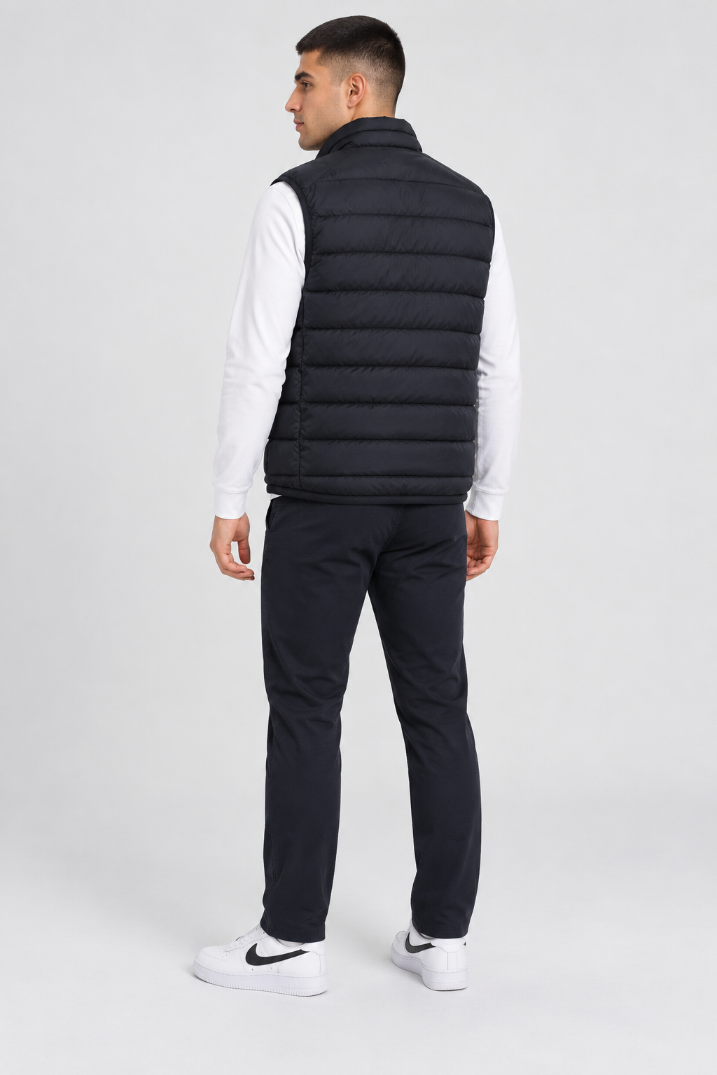 Men's Navy Ultra Warm Woven Puffer Jacket – Regular Fit | Sleeveless Winter Gilet
