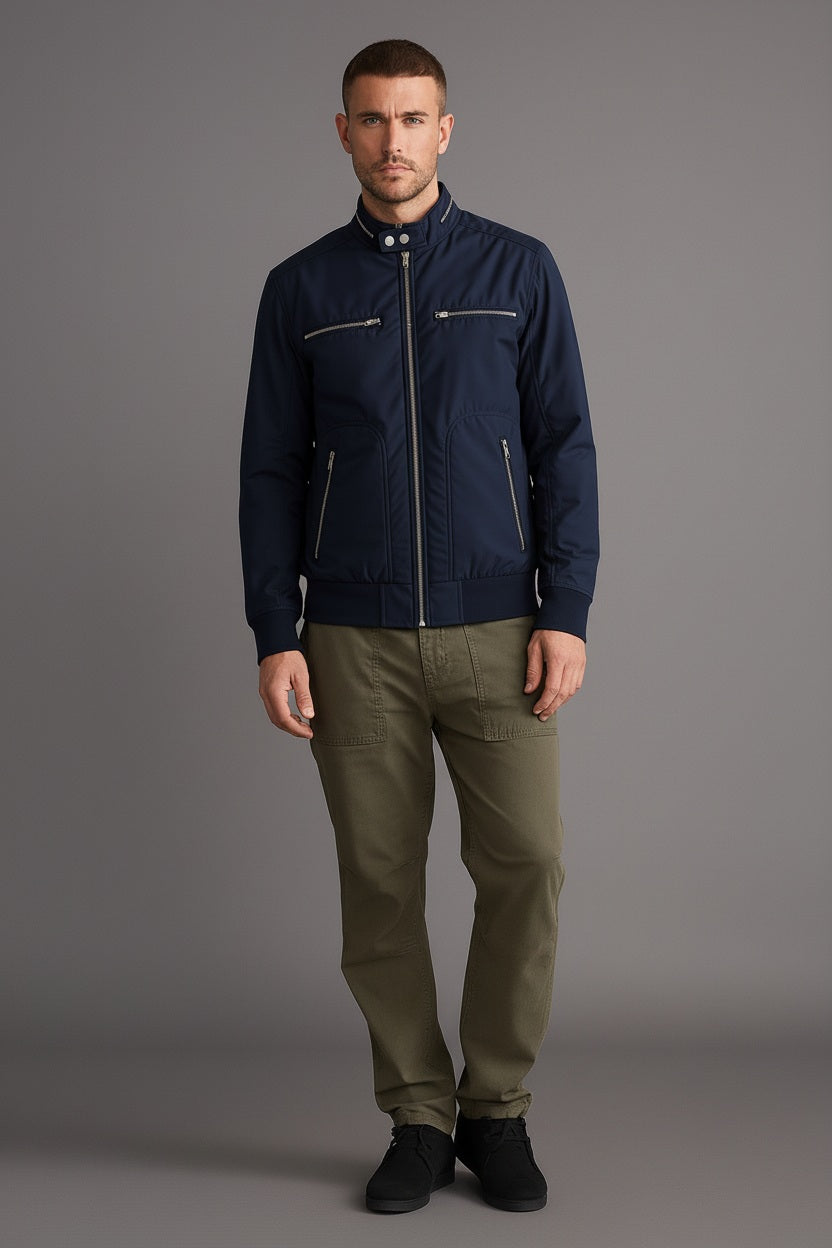 Men Colourblocked Bomber Jacket