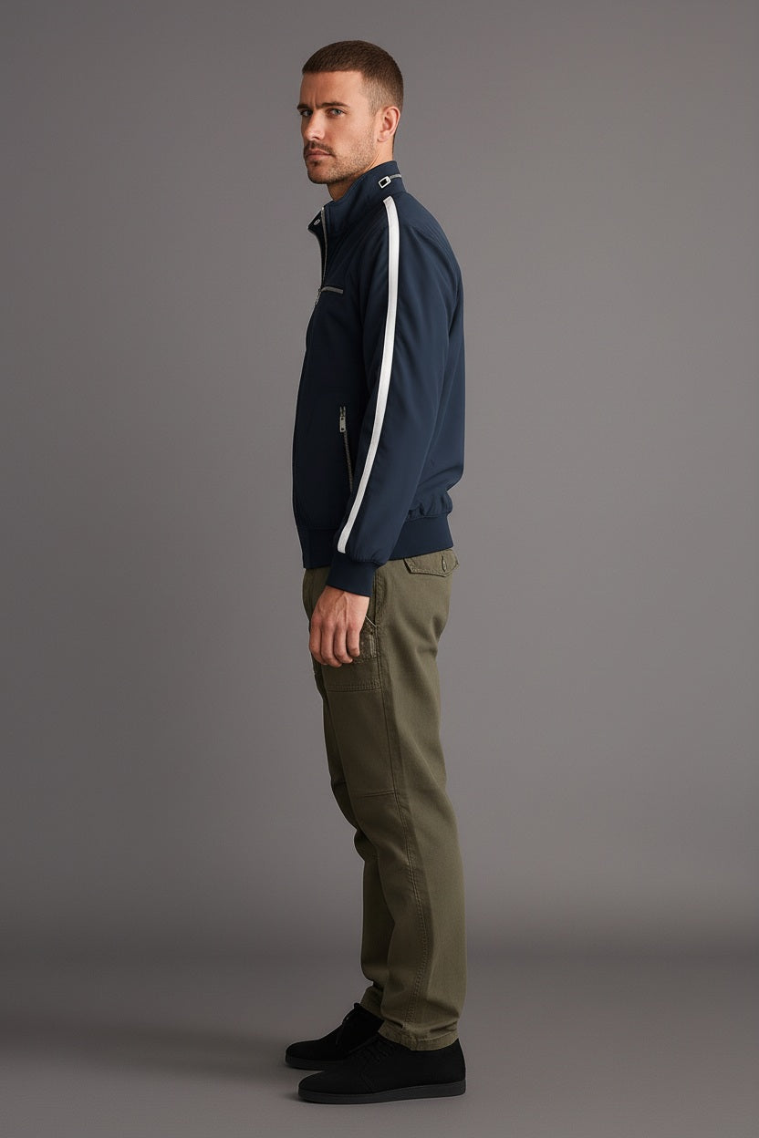 Men Colourblocked Bomber Jacket