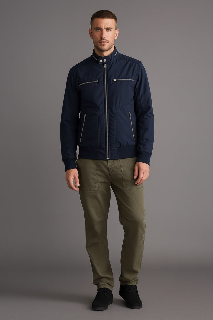 Men Colourblocked Bomber Jacket