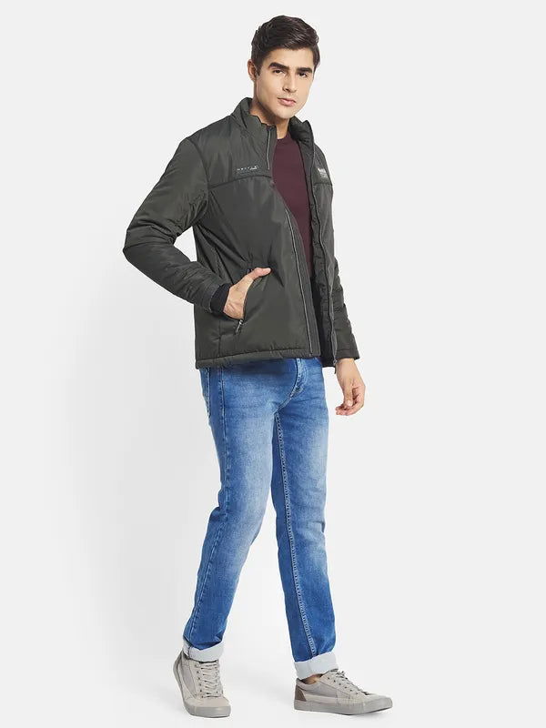 Mettle Men Olive Green Open Front Jacket