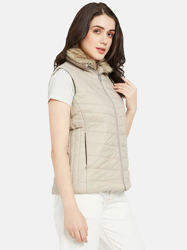 Mettle Women Beige Padded Jacket