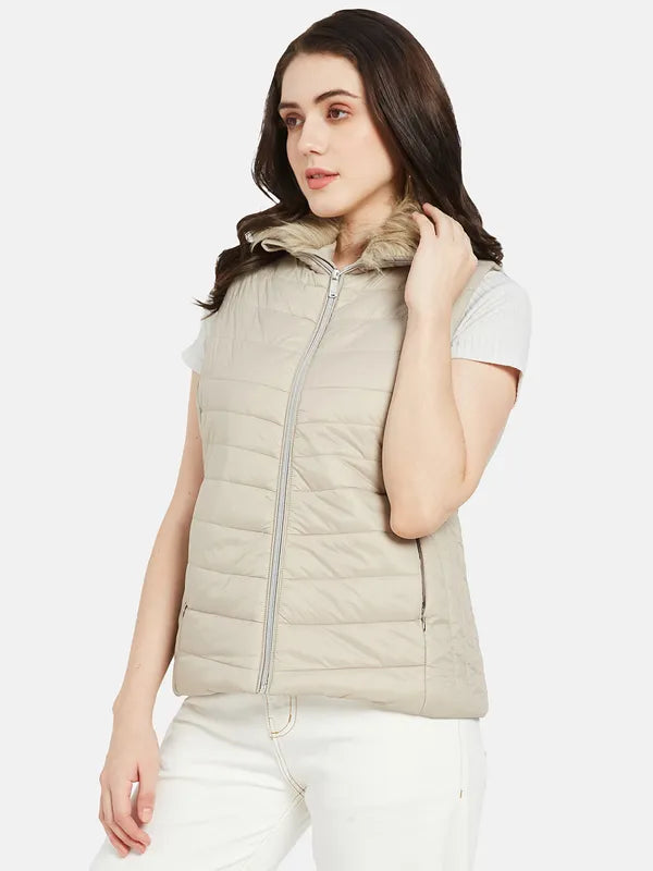 Mettle Women Beige Padded Jacket