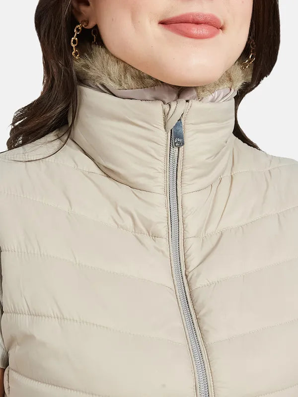 Mettle Women Beige Padded Jacket