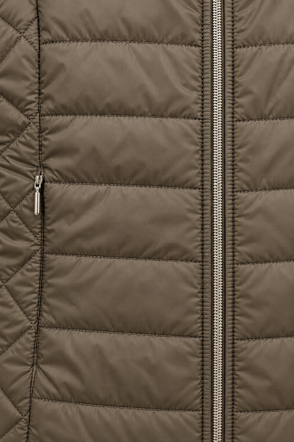 Women’s Lightweight Reversible Woven Puffer Gilet – Mud Dark Beige Regular Fit