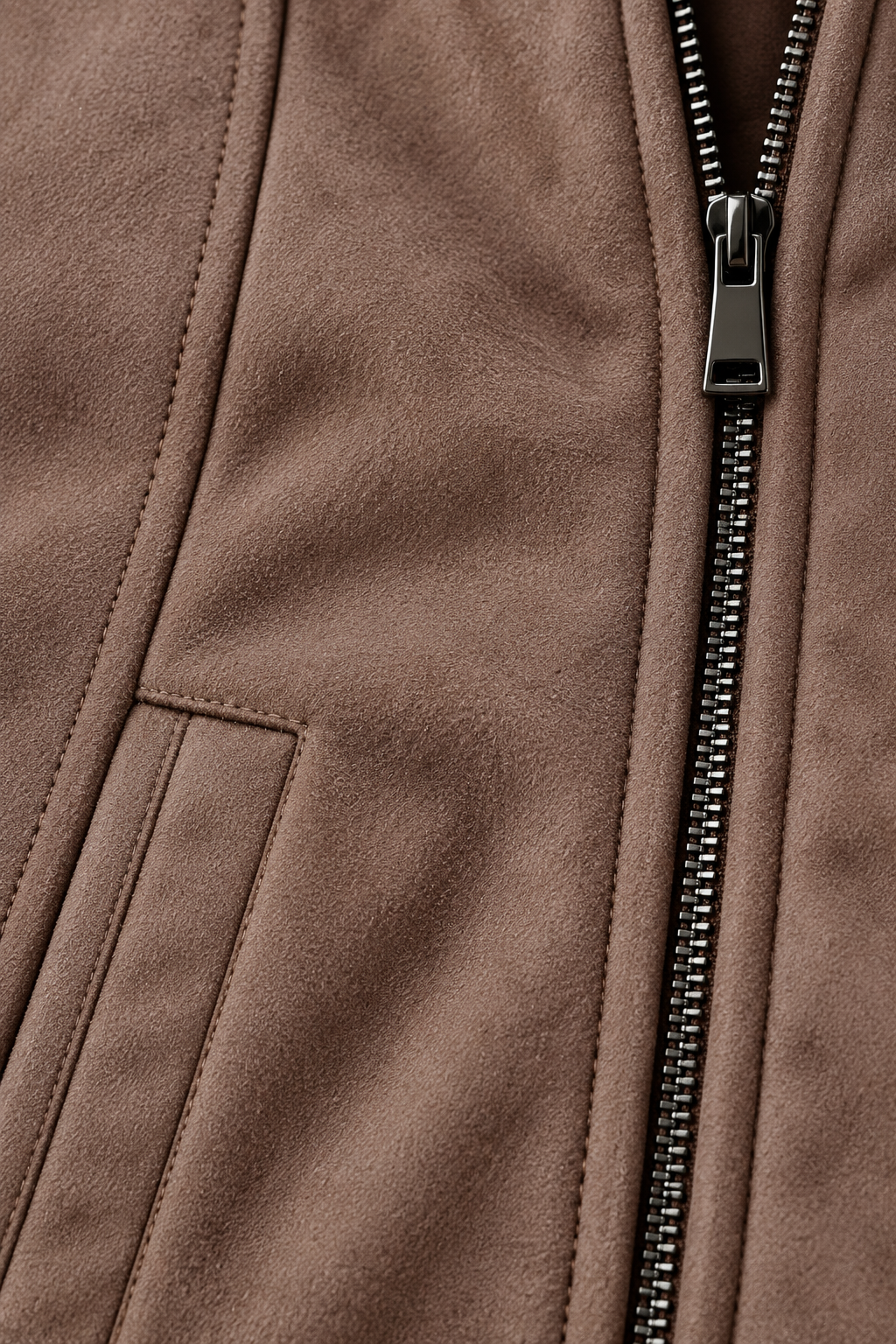Women’s Suede Puffer Gilet – Choco Brown Regular Fit Sleeveless Winter Jacket